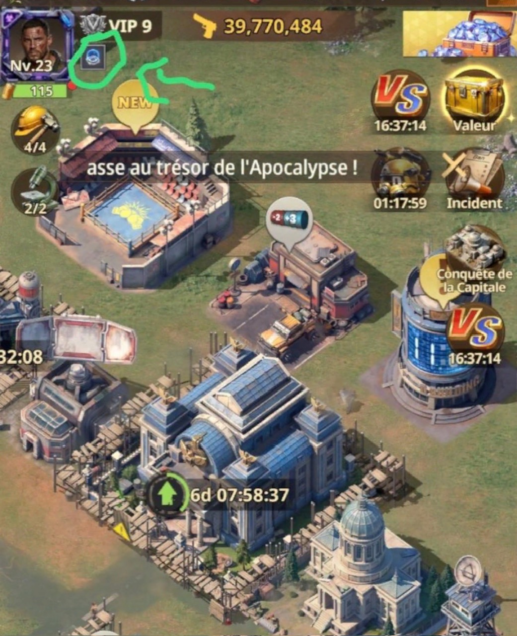 Shield menu next to the profile picture