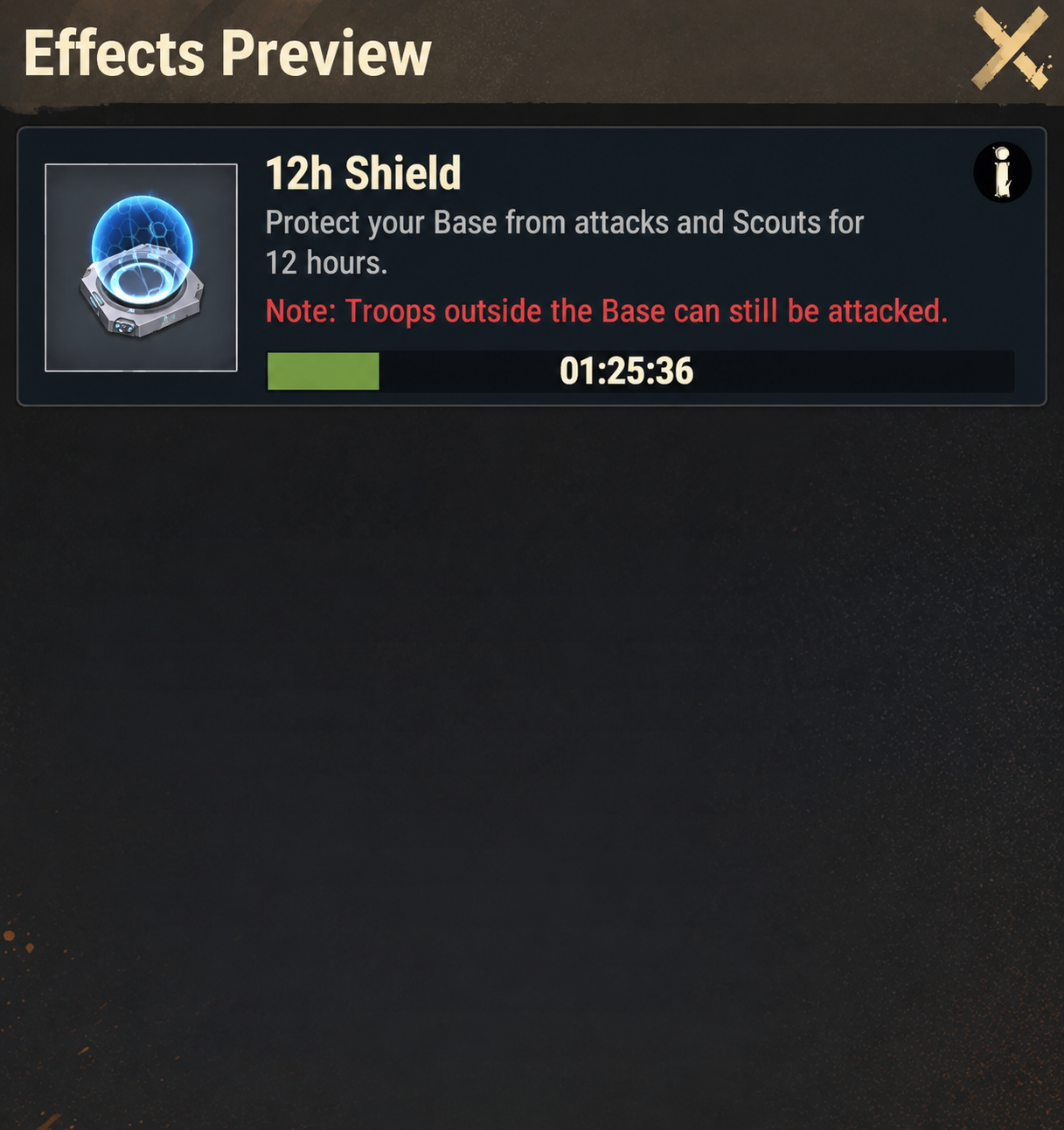 Active shield countdown