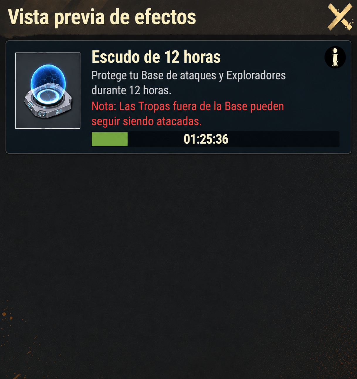 Cuenta atrás del escudo activo